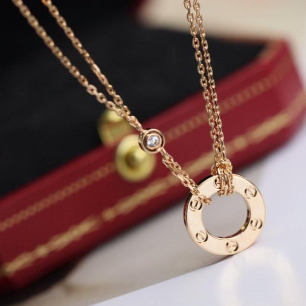 ˇTrend JewelryˇLOVE NECKLACE ADJUSTABLE ROSE GOLD 2 DIAMOND