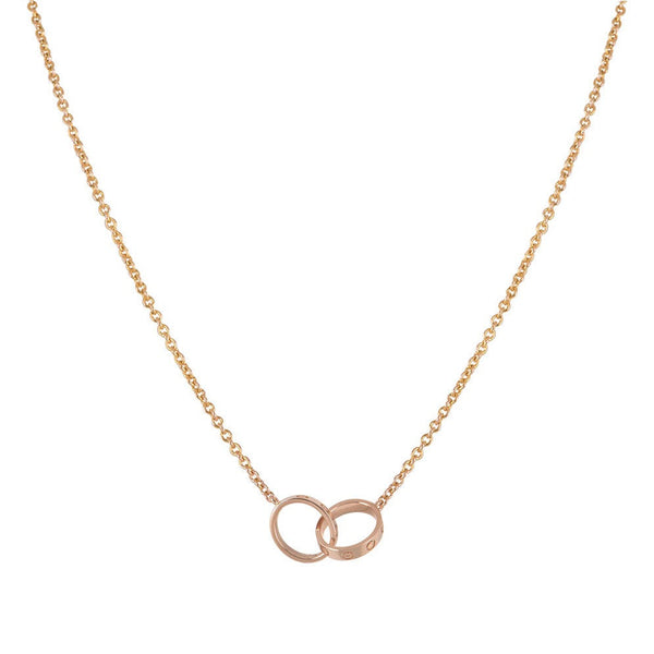 ˇTrend JewelryˇLOVE NECKLACE DOUBLE RING PINK GOLD