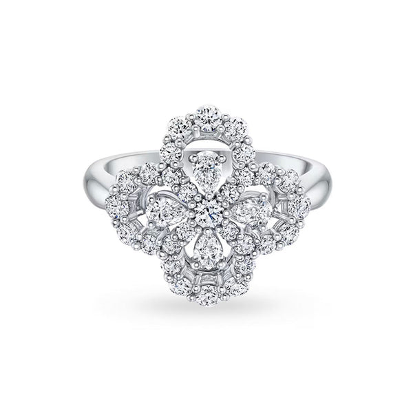ˇTrend JewelryˇLOOP RING FULL MOTIF DIAMOND 16MM SILVE