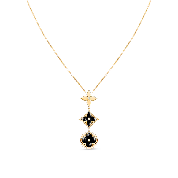 ˇTrend JewelryˇSTAR AND SUN ONYX PINK GOLD NECKLACE